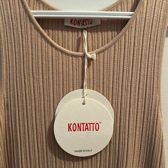Kontatto made in Italy one size beige ribbed cami-tunique - Picture 3 of 6